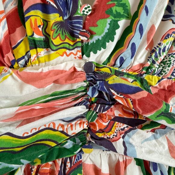 Anthropologie Katerina Button Front Dress Floral Puff Cream Motif Size S Floral - Picture 6 of 16